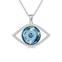 wholesale TOUPOP Sterling Silver Evil Eye Necklace Protection Crystal Pendant For Women Good Luck Vintage Evil Eye Pendant Jewelry Birthday Gifts For Women Friend Female -style_name:G-Evil Eye Necklace