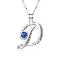 wholesale TOUPOP Christmas & Birthday Gifts: Initial Necklaces - 925 Sterling Silver Letter Pendants With Birthstone A-z -color_name:D-Don't mind you shout at me