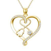 wholesale Heart Nurse Necklace 925 Sterling Silver Stethoscope Necklace Nursing Jewelry Gifts For Doctor Medical Student Rn Christmas Nurse Day -color_name:2-Yellow Gold