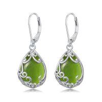 wholesale Teardrop Earrings For Women Celtic Filigree Drop Earrings Sterling Silver Leverback Jewelry Christmas Gifts For Women Mom -color_name:Peridot