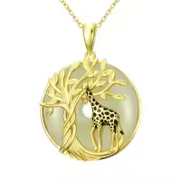 TOUPOP 14K Gold Plated Sterling Silver Tree Of Life Animal Pendant Jewelry-style_name:Giraffe