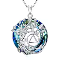 TOUPOP Sterling Silver Crystal Tree Of Life Pendant Necklace-style_name:5-Sobriety