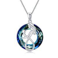 wholesale TOUPOP Mothers Day Gifts For Mom Mother Of 1 To 3 Daughter/son Necklace Sterling Silver Family Pendant Necklaces With Crystal Jewelry Birthday Gifts For Women -style_name:1-Mother of 1