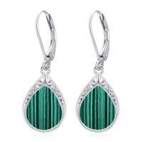 wholesale Teardrop Earrings For Women Celtic Filigree Drop Earrings Sterling Silver Leverback Jewelry Christmas Gifts For Women Mom -color_name:Malachite