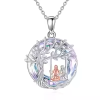 TOUPOP Sterling Silver Tree Of Life Necklace Sister Gifts For Women-style_name:2 Sisters-Purple Crystal