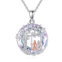 wholesale TOUPOP Sister Gifts From Sister Sterling Silver Tree Of Life Necklace For 2/3/4 Birthday Jewelry Christmas Valentines Day Gifts For Her Friend Daughter Wife -style_name:2 Sisters-Purple Crystal