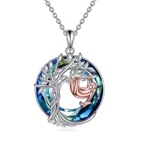 TOUPOP Sterling Silver Crystal Abalone Shell Animal Pendant Necklace-style_name:1-Crystal-Sloth