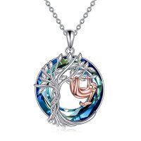 wholesale TOUPOP Tree Of Life Animal Necklace 925 Sterling Silver Crystal/abalone Shell Animal Pendant Jewelry Birthday Mothers Day Gifts For Women Mom Wife Her -style_name:1-Crystal-Sloth
