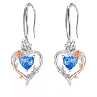 TOUPOP Sterling Silver Rose Quartz Butterfly Earrings Love Jewelry Gifts For Women-color_name:12-December-Topaz