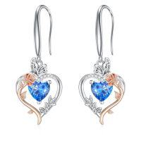 wholesale TOUPOP Rose Heart Birthstone Earrings 925 Sterling Silver Butterfly Earrings Love Jewelry Anniversary Birthday Christmas Gifts For Women Wife Her -color_name:12-December-Topaz