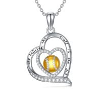wholesale TOUPOP Volleyball/baseball/basketball Necklace 925 Sterling Sliver Sport Necklace For Women Men Sport Jewelry Gifts For Sports Fans -style_name:Baseballs