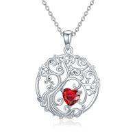 wholesale TOUPOP Tree Of Life Necklace 925 Sterling Silver Birthstone Pendant Jewelry Gifts For Women Her Wife Birthday -style_name:01-Jan-Garnet