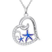 wholesale Heart Jellyfish/sea Turtle/dolphin/starfish Necklace For Women 925 Sterling Silver Ocean Necklace Animal Pendant Ocean Jewelry Christmas Gifts -style_name:Starfish