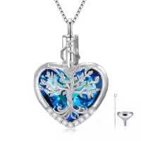 TOUPOP Sterling Silver Tree Of Life Heart Urn Necklace For Ashes Memorial Jewelry-style_name:Tree of Life Urn