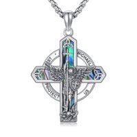 wholesale Patron Saint Necklace S925 Sterling Silver Four Way Cross Necklace St Michael/st Christopher/st Benedict/st Joseph/st Francis Pendant, Religious Protection Necklace For Men Women Birthday Father's Day Anniversary -style_name:2-St Michael-Cross