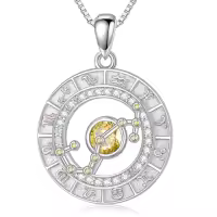 TOUPOP Sterling Silver Birthstone Zodiac Constellation Necklace-style_name:11-Scorpio(10.24-11.22)-Citrine