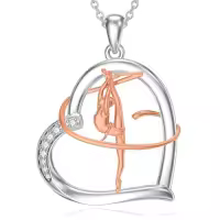 TOUPOP Sterling Silver & Zircon Sports Necklace for Women Gifts-style_name:04-Gymnastics