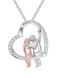 wholesale TOUPOP Sister Christmas Gifts From Sister/brother 925 Sterling Silver Sibling Sisters Neckalce Always My Sisters Forever My Friend Jewelry Birthday Anniversary Graduation Gift -style_name:12-Brother and Sister