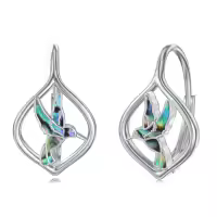 TOUPOP Sterling Silver Dangle Drop Hoop Earrings For Women-style_name:Hummingbird