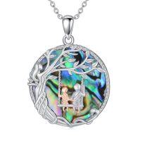 wholesale TOUPOP Christmas Gifts For Mom Mother And Daughter/son Necklace 925 Sterling Silver Family Tree Of Life Jewelry Birthday For Women Wife Grandma -style_name:Abalone Shell-Mother 2 Children