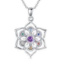 wholesale TOUPOP Lotus Necklace S925 Sterling Silver Abalone Shell/chakra Necklace Yoga Necklace Lotus Jewelry For Women Mother's Day Birthday Christmas Day Gift -style_name:Chakra Lotus