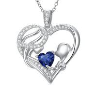 wholesale TOUPOP Christmas Gifts For Mom Birthstone Necklace Mother And Daughter/son Love Heart Necklace I Love You Mom Gifts Jewelry Birthday Gift For Women Grandmother Wife -color_name:09-September-Sapphire