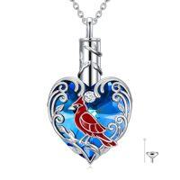 wholesale TOUPOP Heart Urn Necklace For Ashes 925 Sterling Silver Cremation Jewelry Keepsake Necklaces Memorial Sympathy Gifts For Women Mom Wife -style_name:C-Cardinal-Crystal