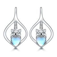 wholesale TOUPOP 925 Sterling Silver Animal Earrings For Women | Hypoallergenic Leverback Hoop Earrings | Christmas Anniversary Birthday Jewelry Gifts For Mom Wife Girlfriend Sister Friend -style_name:Cat