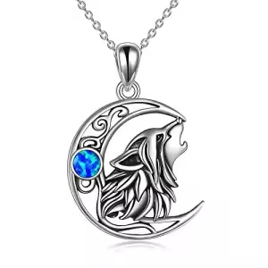 Style-4-Wolf Necklace with Opal