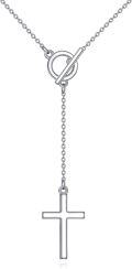 wholesale 925 Sterling Silver Cross Toggle Lariat Necklace for Women-0-0