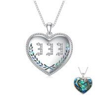wholesale TOUPOP Christmas Gifts Number Necklace For Women 925 Sterling Silver Abalone Heart Angel Number Necklace Pendant 000 111 222 333 444 555 666 777 888 999 Numerology Jewelry Gifts For Women -style_name:333