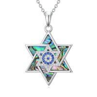 wholesale Abalone Star Of David Necklace For Women 925 Sterling Silver Magen David Necklace Chai/cross/evil Eye Pendant Star Of David Jewelry Christmas Gifts -style_name:6-Evil Eye