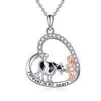 wholesale TOUPOP Cow Necklace Cow Christmas Gift 925 Sterling Silver Heart Cow Pendant Necklaces Cute Animal Jewelry Gifts For Women Cow Lovers Birthday Gifts Ideas -style_name:Cow and Women