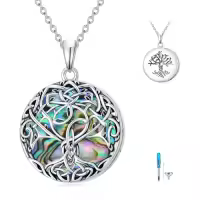 TOUPOP Sterling Silver Tree Of Life Urn Necklace For Ashes Memorial Jewelry-style_name:05-Urn