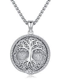wholesale Viking Necklace For Men 925 Sterling Silver Viking Wolf/thors Hammer/vegvisir/tree Of Life/compass Pendant Norse Necklace Amulet Talisman Christmas Gifts For Him Her -style_name:A- Viking Tree of Life Necklace C