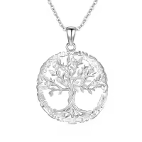 TOUPOP Sterling Silver Tree Of Life Pendant Necklace For Women Men Gifts-style_name:Tree of Life-2