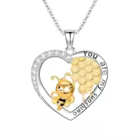 TOUPOP Sterling Silver Animal Pendant Women Jewelry Christmas Gifts-style_name:Bee Necklace