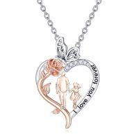 wholesale TOUPOP To My Daughter Necklace From Dad S925 Sterling Silver Crystal Daughter Gifts From Dad I Love You Forever Jewelry -style_name:H-To My Daughter Necklace-Rose Flower