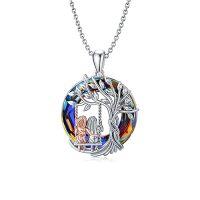 wholesale TOUPOP Sister Christmas Gifts From Sister Tree Of Life Sisters Necklace 925 Sterling Silver Crystal Jewelry Birthday Gifts For Women Friends Friendship -color_name:2 Sisters-A-Volcano Crystal