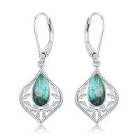 wholesale Filigree Teardrop Earrings 925 Sterling Silver Gemstone Leverback Earrings Jewelry Birthday Christmas Gifts For Women -color_name:C-Labradorite