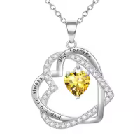 TOUPOP Sterling Silver Heart Birthstone Pendant Necklace Gift for Women-color_name:11-November-Citrine