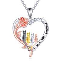 wholesale TOUPOP Christmas Gifts Cute Animal Necklace For Women 925 Sterling Silver Animal Jewelry Brithday Christmas Gift -style_name:Four Cats