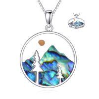 wholesale TOUPOP Mustard Seed Faith Necklace For Women 925 Sterling Silver Mountain Pendant With Abalone Shell Or Turquoise Christian Jewelry With Bible Verse Gift For Her Wife -style_name:Abalone Shell