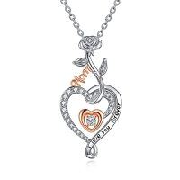 wholesale TOUPOP Sterling Silver Necklace Wolves/elephants/pandas/penguins Pendant Necklace For Mom Daughter -color_name:Infinity Mom-Rose Gold