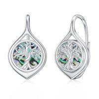 wholesale TOUPOP Leverback Earrings For Wonen 925 Sterling Silver Tree Of Life Earrings Dangle Drop Turquoise Moonstone Moss Agate Heart Jewelry Gifts For Women Anniversary Birthday Christmas -style_name:G-Abalone Tree of Life Earrings