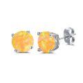 wholesale 925 Sterling Silver Green Fire Opal Round Stud Earrings - Multiple Sizes & Colors for Women Men Gifts-0-13