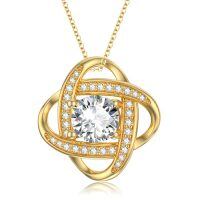 TOUPOP 14K Gold & Stone Love Knot Pendant Necklace-style_name:Love Knot Style A