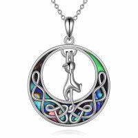 wholesale TOUPOP Abalone Shell Necklace Sterling Silver Abalone Shell Jewelry For Women Bat/cat/snail/ghost Pendant Necklace Hallowen -style_name:Style4 Cat