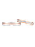 TOUPOP Sterling Silver Rose Gold Plated Moissanite Couples Rings Set-0-1