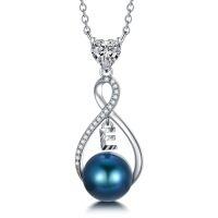 wholesale Black Pearl Infinity Necklace Sterling Silver Black Freshwater Peartl A-z Initial Pendant Necklace Infinity Letter Jewelry Christmas Birthday Gifts For Women Her Mom -style_name:Letter E